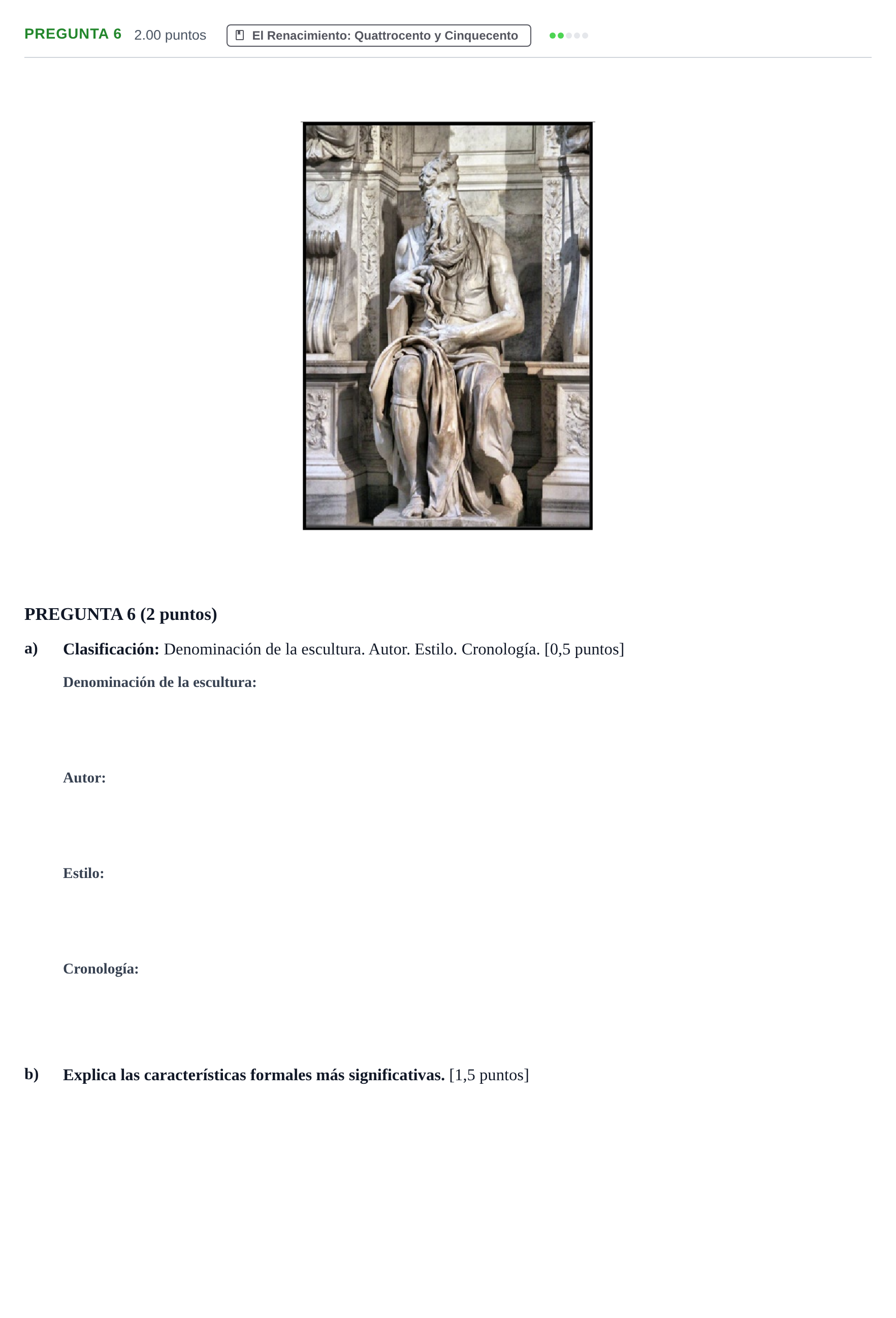 Enunciado: Pregunta 6 · Historia del Arte PAU Asturias Ordinaria 2023