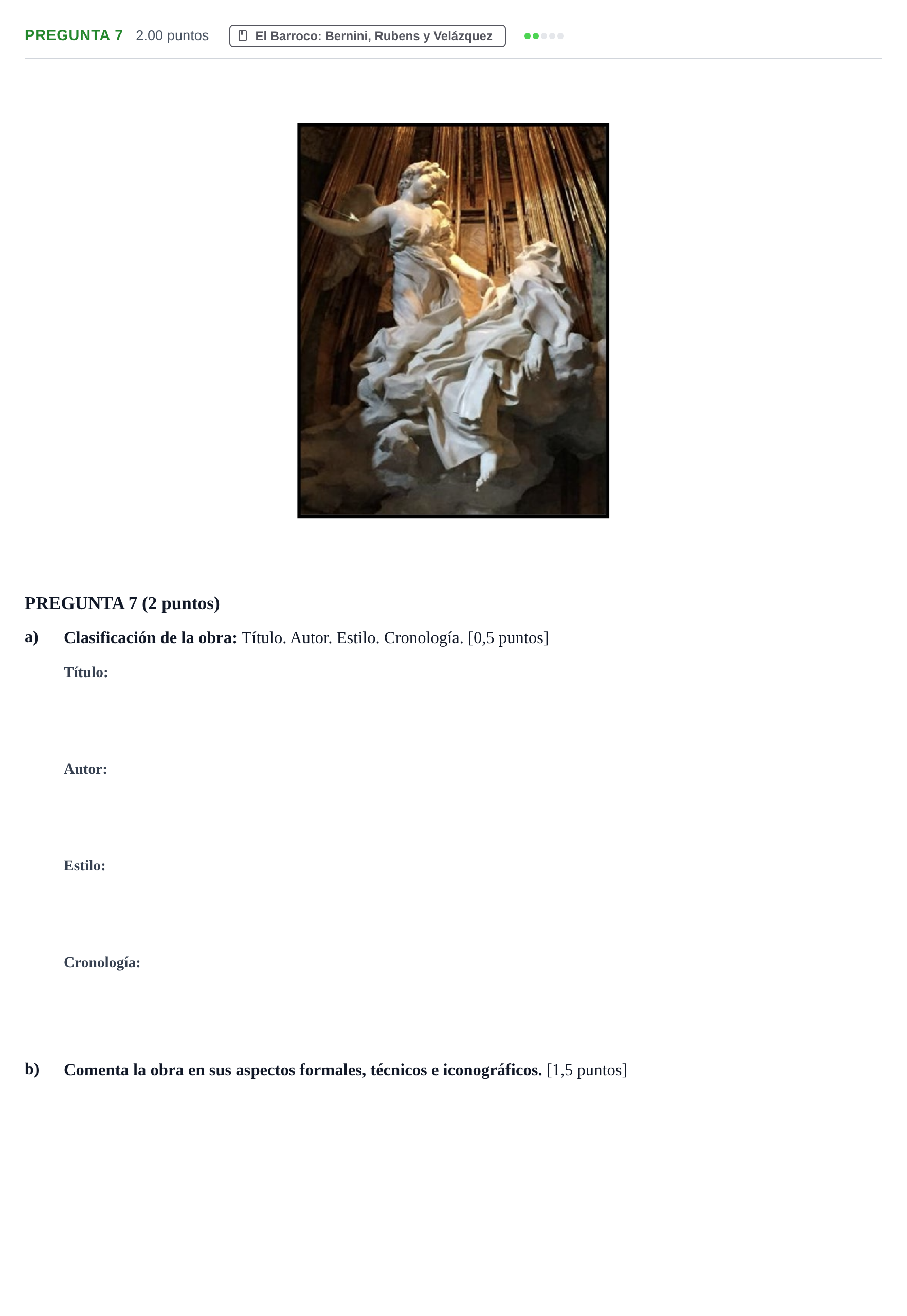 Enunciado: Pregunta 7 · Historia del Arte PAU Asturias Ordinaria 2023