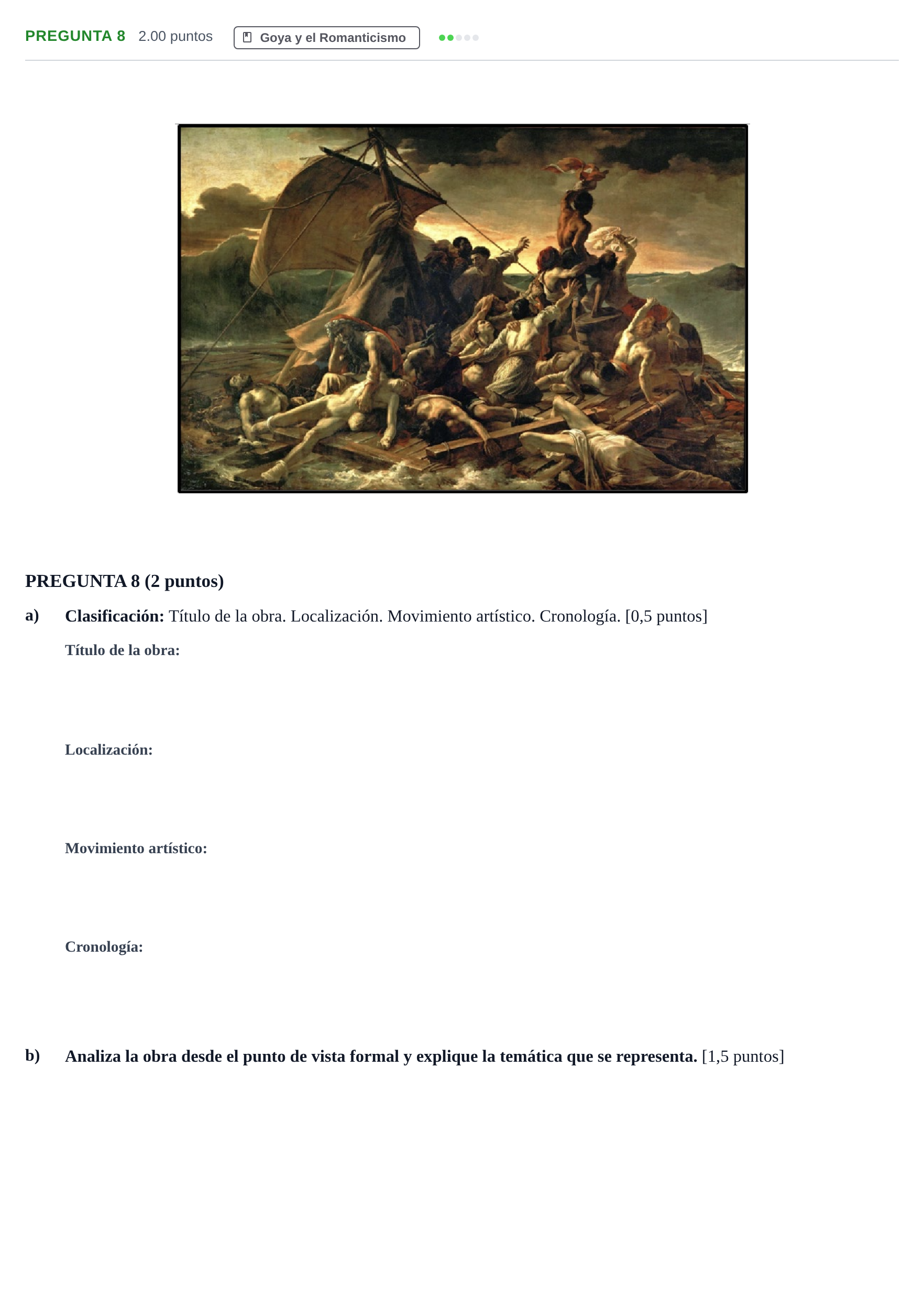 Enunciado: Pregunta 8 · Historia del Arte PAU Asturias Ordinaria 2023