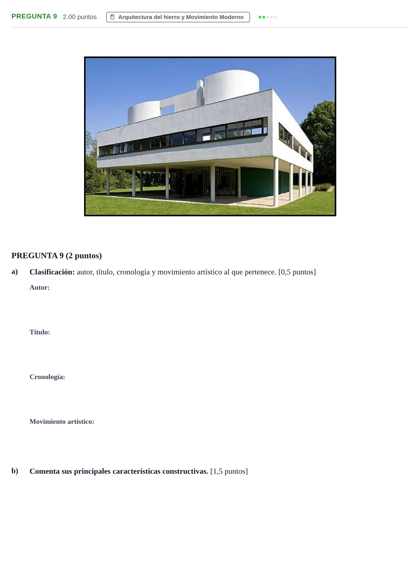 Enunciado: Pregunta 9 · Historia del Arte PAU Asturias Ordinaria 2023