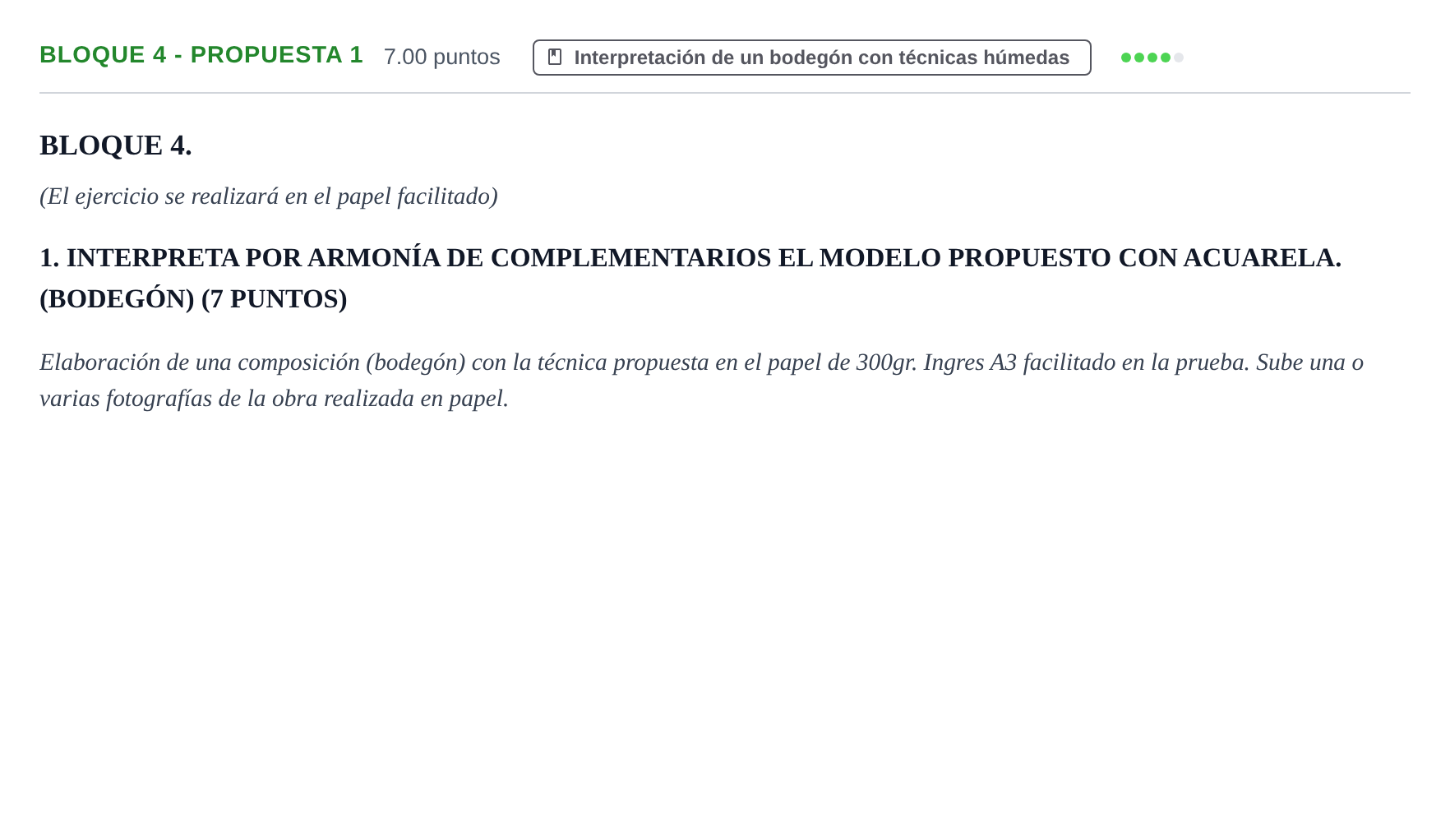 Enunciado: Bloque 4 - Propuesta 1 · Técnicas de Expresión Gráfico-Plástica PAU Extremadura Ordinaria 2024
