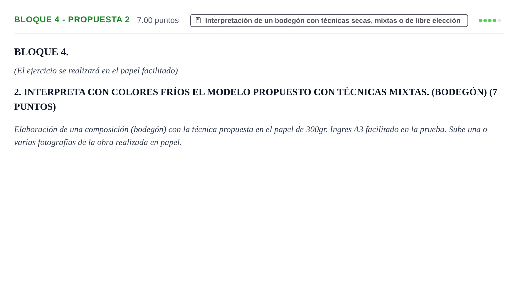 Enunciado: Bloque 4 - Propuesta 2 · Técnicas de Expresión Gráfico-Plástica PAU Extremadura Ordinaria 2024