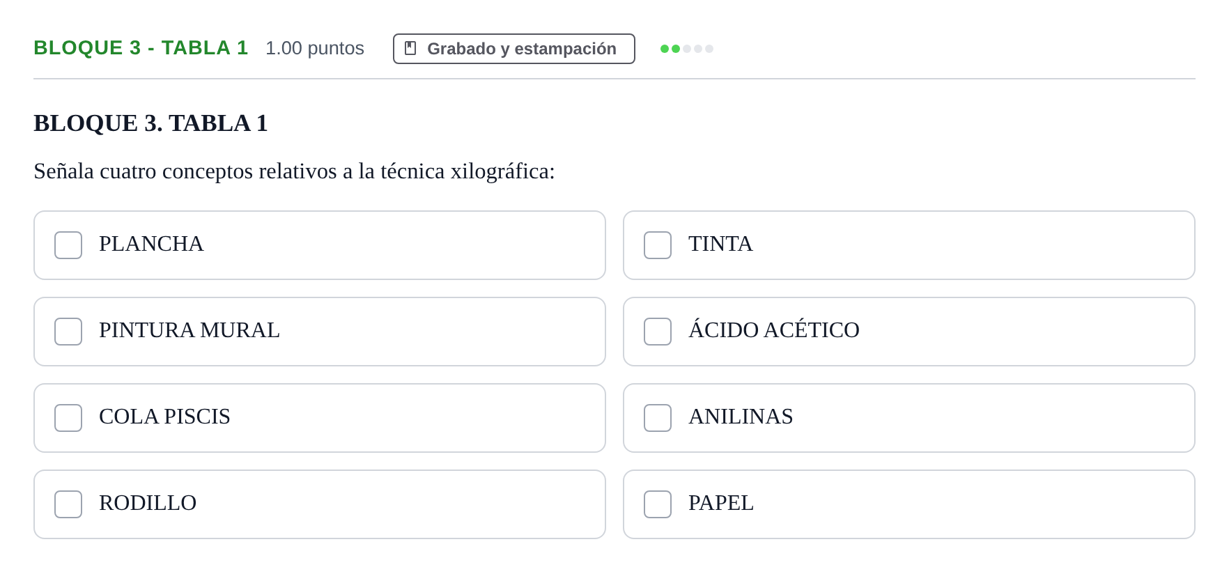 Enunciado: Bloque 3 - Tabla 1 · Técnicas de Expresión Gráfico-Plástica PAU Extremadura Extraordinaria 2024