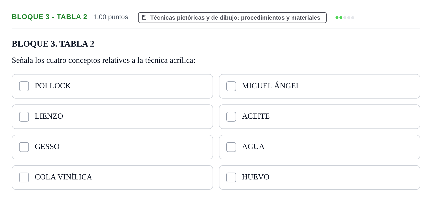 Enunciado: Bloque 3 - Tabla 2 · Técnicas de Expresión Gráfico-Plástica PAU Extremadura Extraordinaria 2024