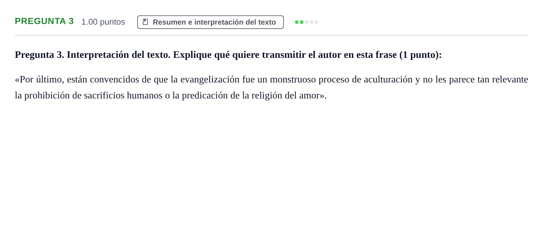 Enunciado: Pregunta 3 · Lengua Castellana y Literatura II PAU Asturias Extraordinaria 2023