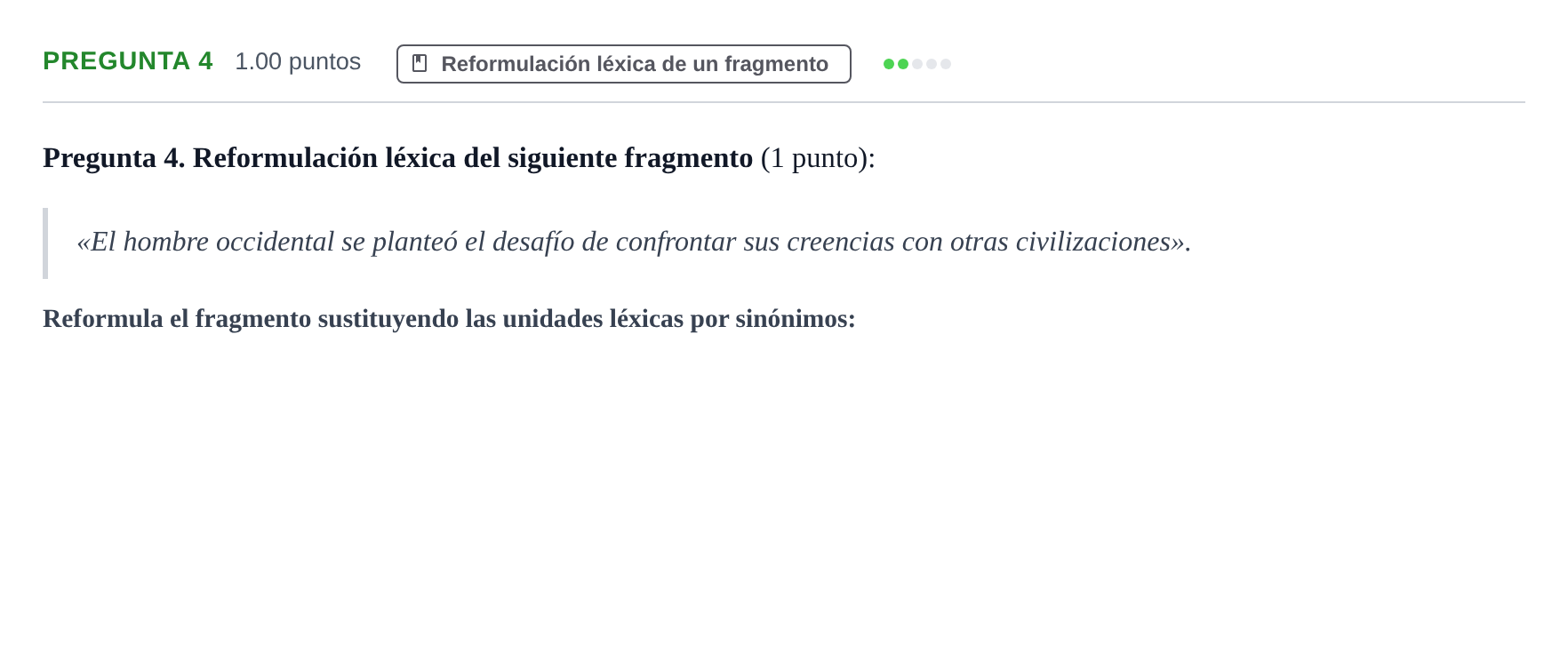 Enunciado: Pregunta 4 · Lengua Castellana y Literatura II PAU Asturias Extraordinaria 2023