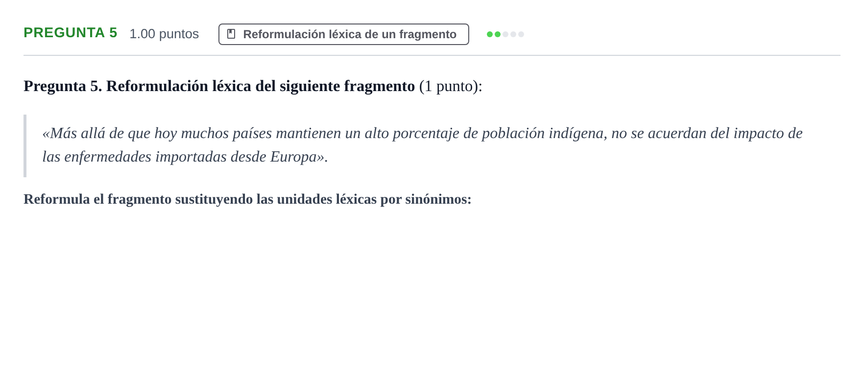 Enunciado: Pregunta 5 · Lengua Castellana y Literatura II PAU Asturias Extraordinaria 2023