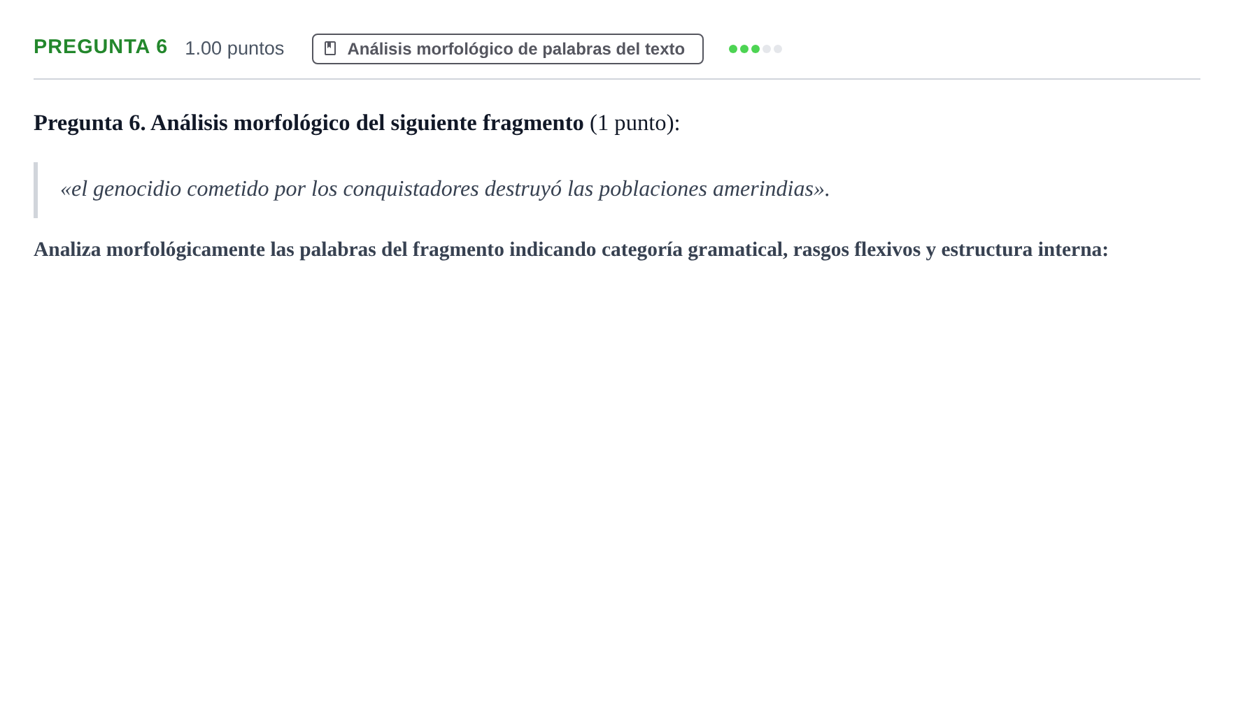 Enunciado: Pregunta 6 · Lengua Castellana y Literatura II PAU Asturias Extraordinaria 2023