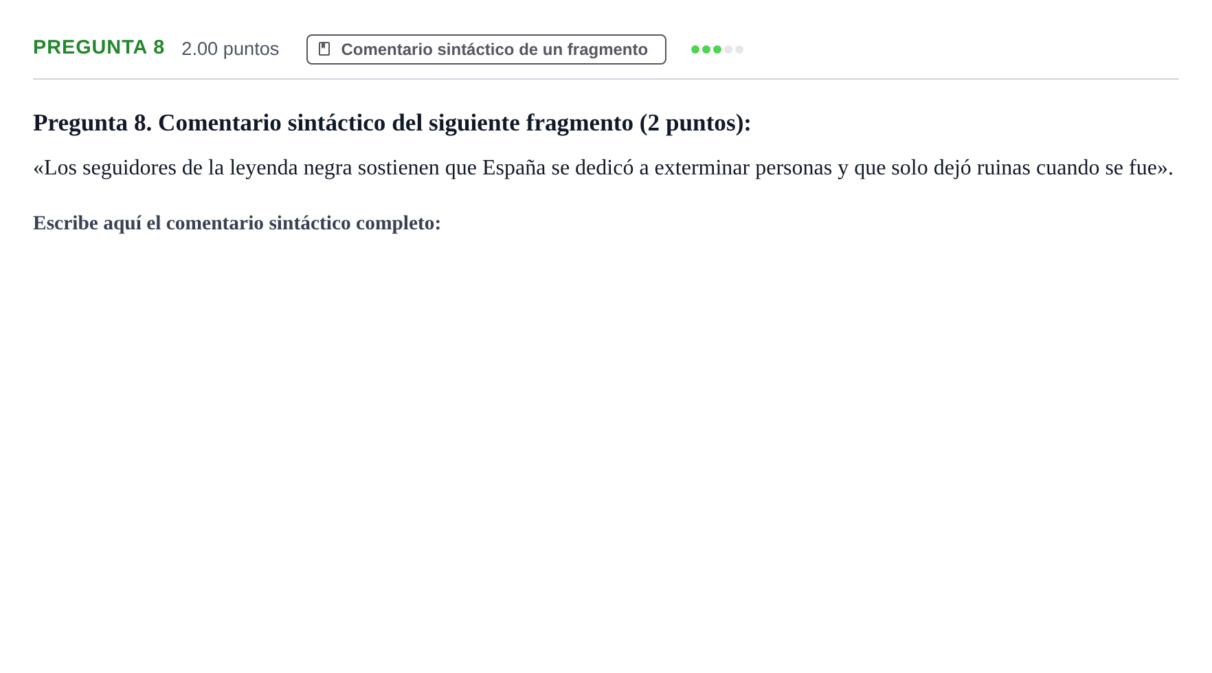 Enunciado: Pregunta 8 · Lengua Castellana y Literatura II PAU Asturias Extraordinaria 2023
