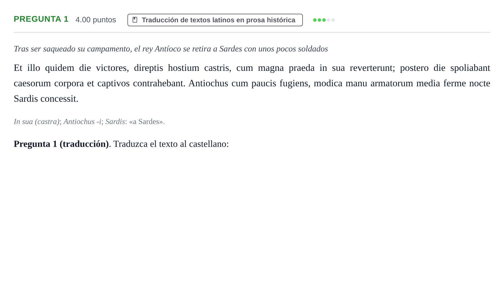 Enunciado: Pregunta 1 · Latín II PAU Asturias Extraordinaria 2023