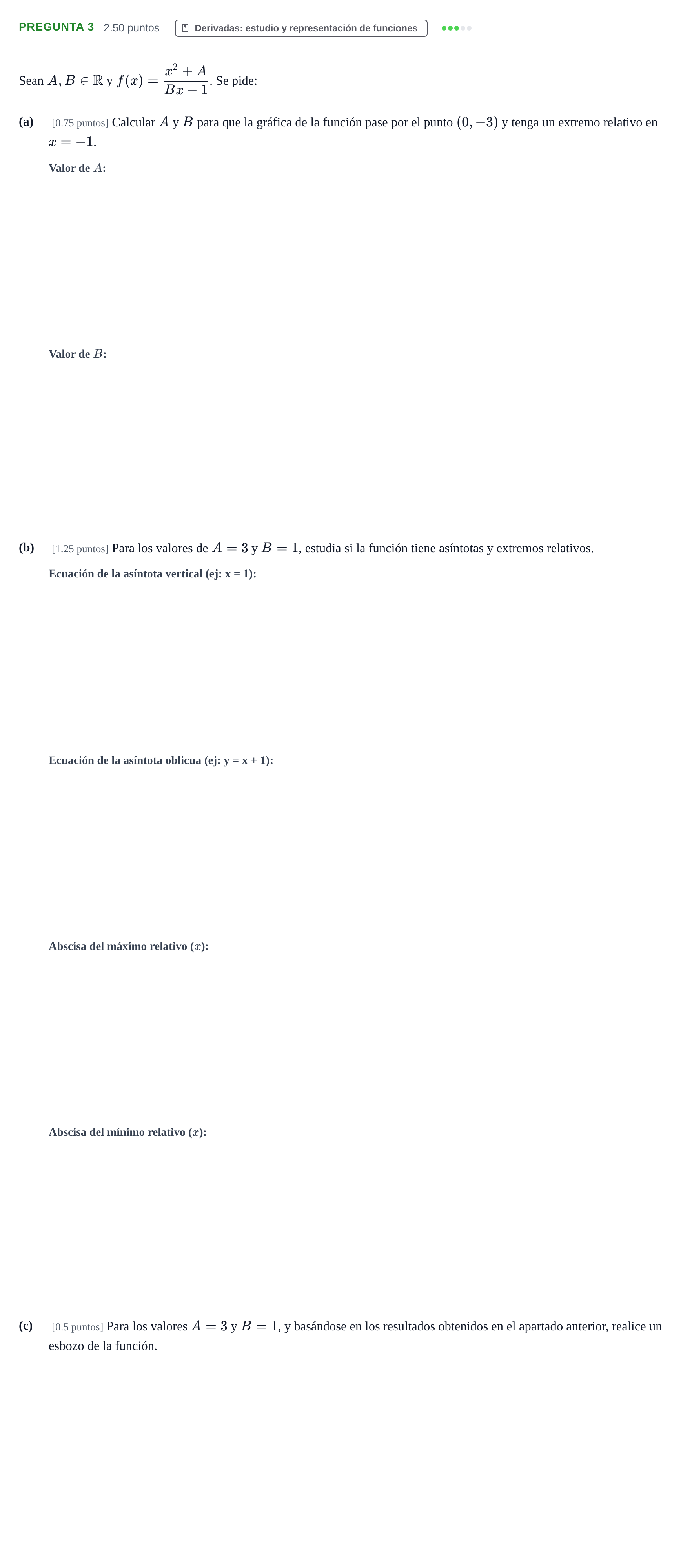 Enunciado: Pregunta 3 · Matemáticas II PAU Asturias Extraordinaria 2023