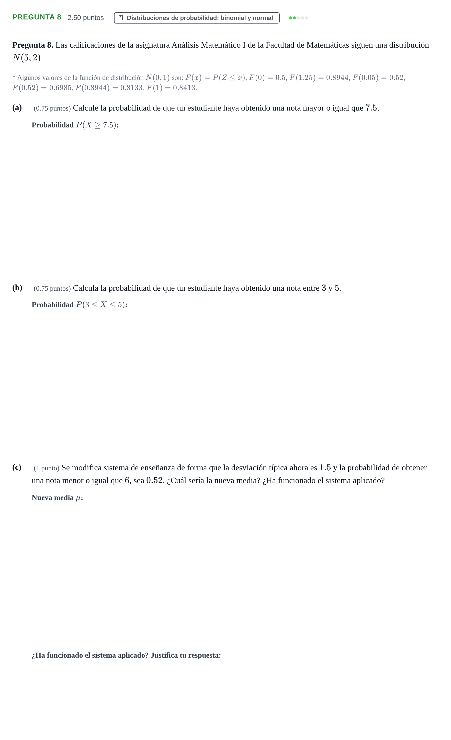 Enunciado: Pregunta 8 · Matemáticas II PAU Asturias Extraordinaria 2023