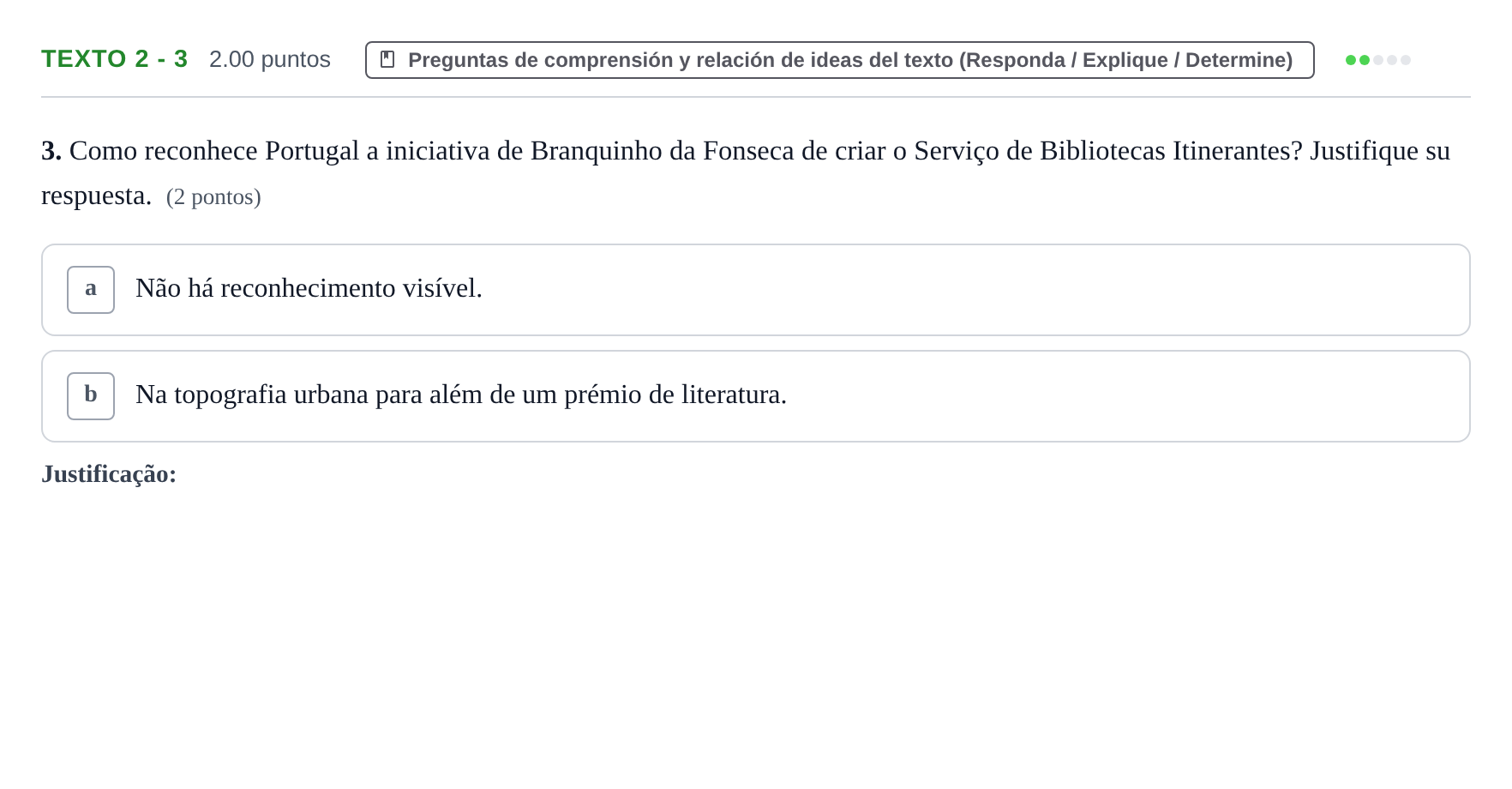 Enunciado: Ejercicio Texto 2 - 3 · Portugués PAU Asturias Extraordinaria (2ª lengua extranjera) 2023
