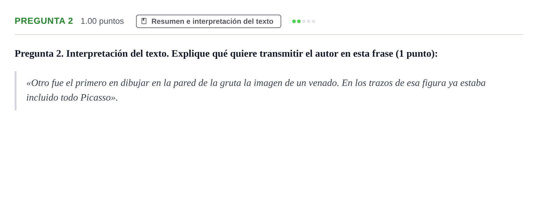 Enunciado: Pregunta 2 · Lengua Castellana y Literatura II PAU Asturias Ordinaria 2023