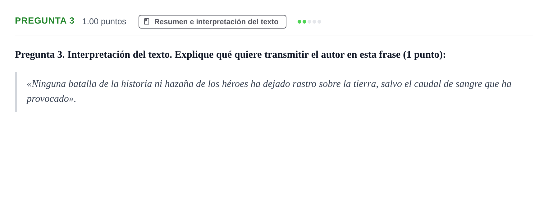 Enunciado: Pregunta 3 · Lengua Castellana y Literatura II PAU Asturias Ordinaria 2023