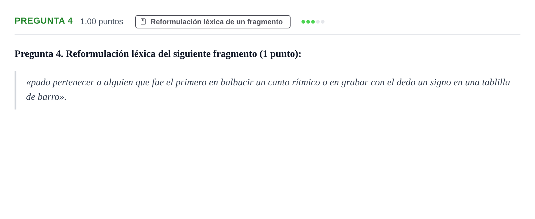 Enunciado: Pregunta 4 · Lengua Castellana y Literatura II PAU Asturias Ordinaria 2023