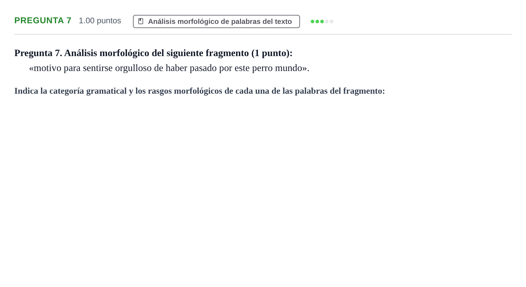Enunciado: Pregunta 7 · Lengua Castellana y Literatura II PAU Asturias Ordinaria 2023