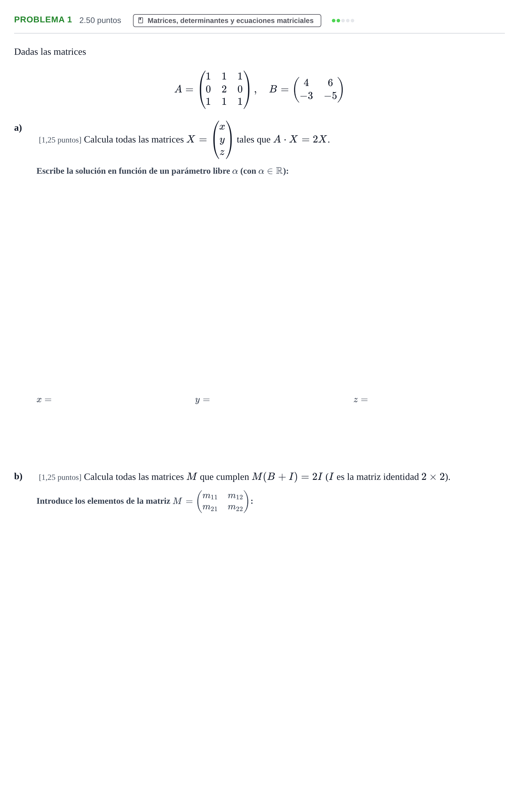 Enunciado: Problema 1 · Matemáticas II PAU Asturias Ordinaria 2023