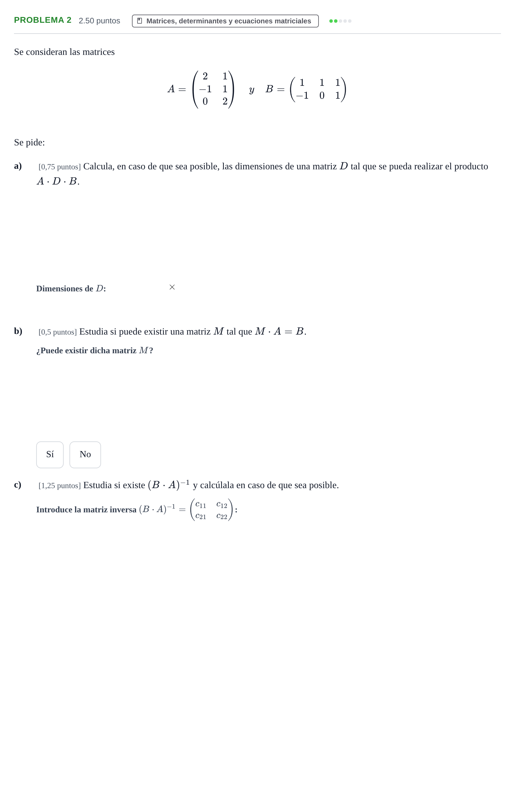 Enunciado: Problema 2 · Matemáticas II PAU Asturias Ordinaria 2023