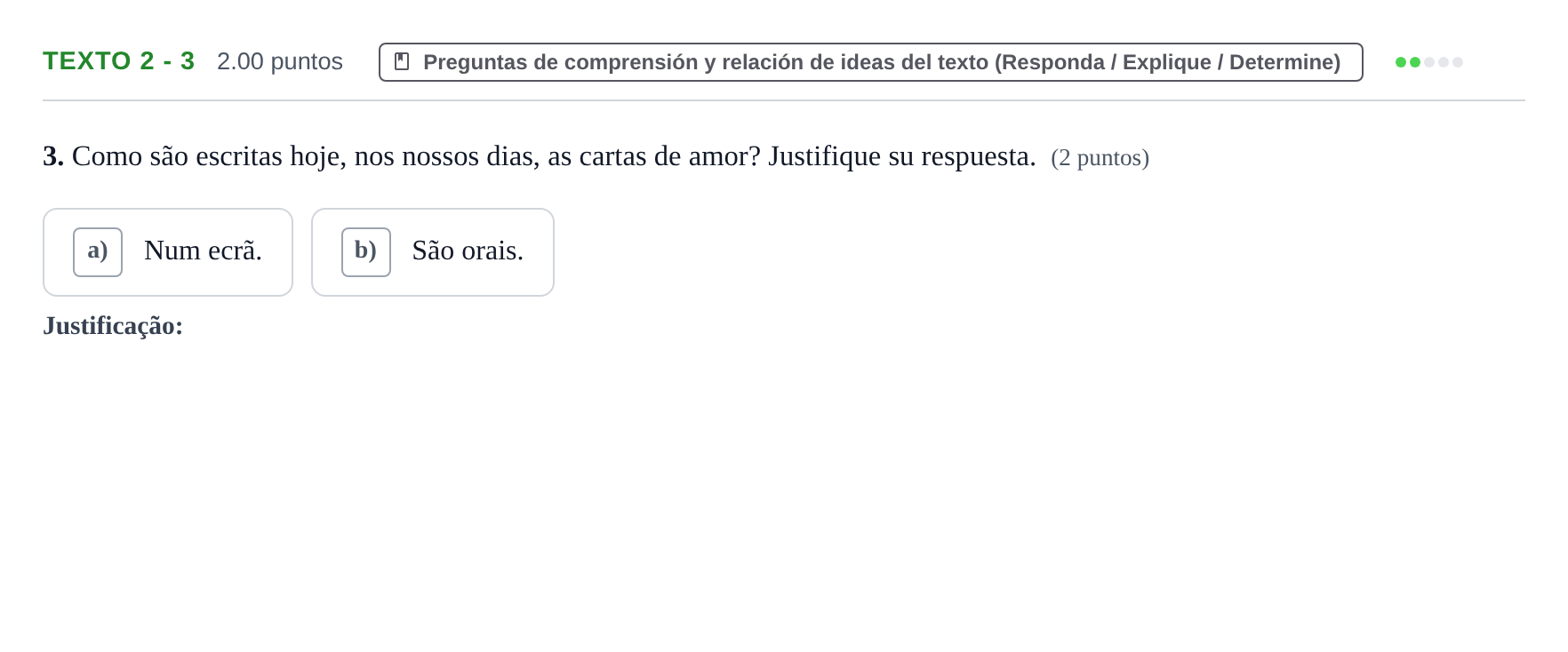 Enunciado: Ejercicio Texto 2 - 3 · Portugués PAU Asturias Ordinaria 2023