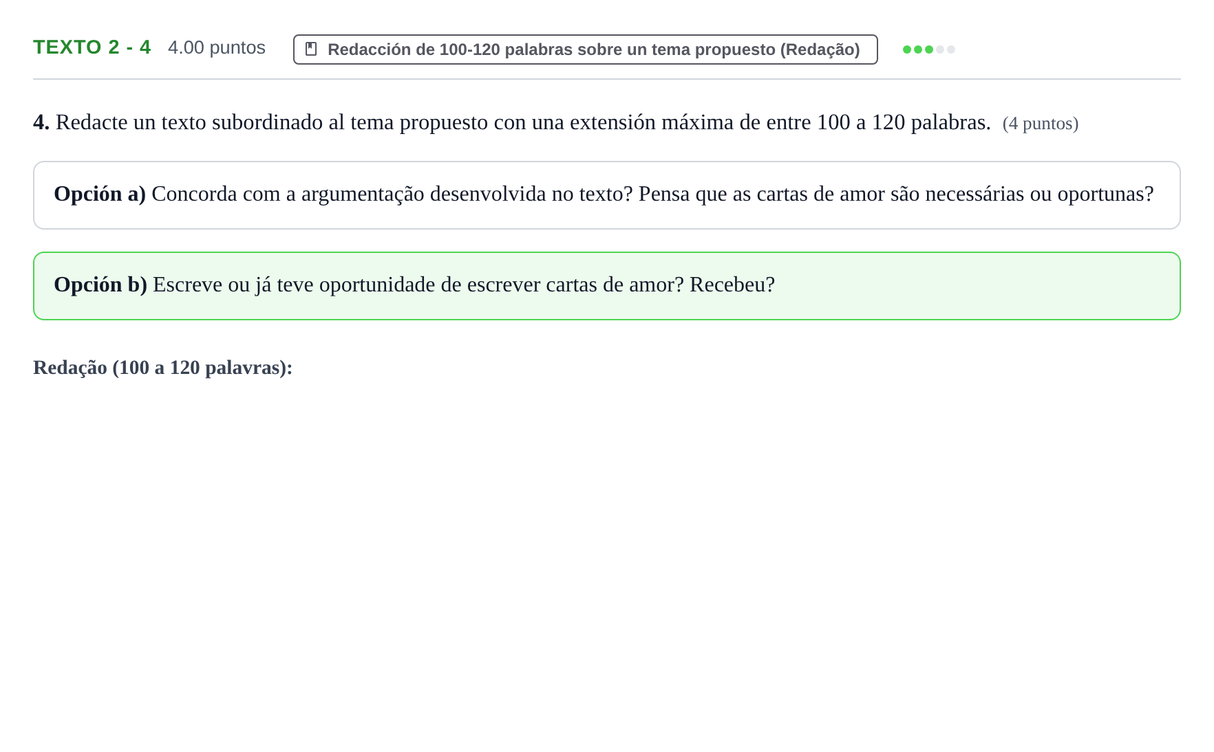 Enunciado: Ejercicio Texto 2 - 4 · Portugués PAU Asturias Ordinaria 2023