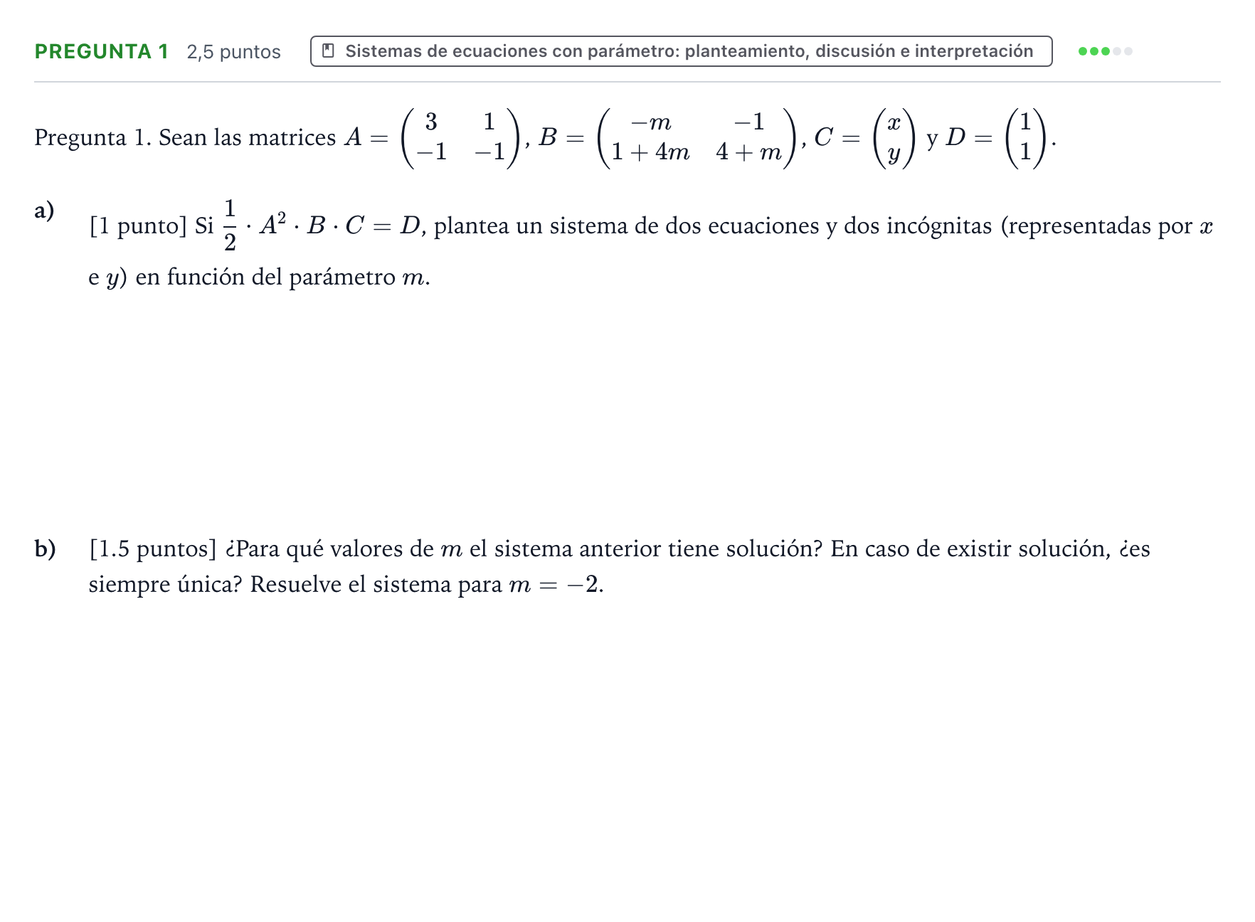 Enunciado: Pregunta 1 · Matemáticas aplicadas a las Ciencias Sociales II PAU Asturias Ordinaria 2023