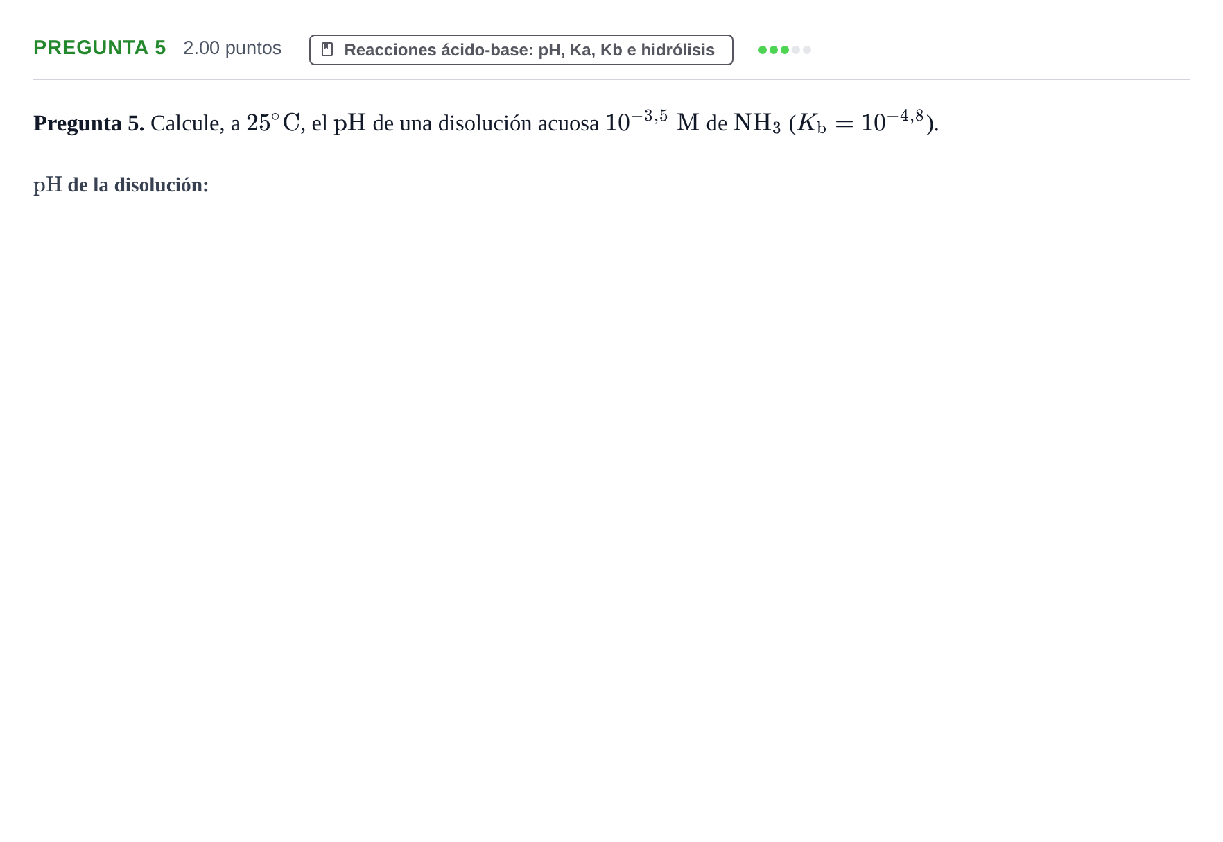 Enunciado: Pregunta 5 · Química PAU Asturias Extraordinaria 2023