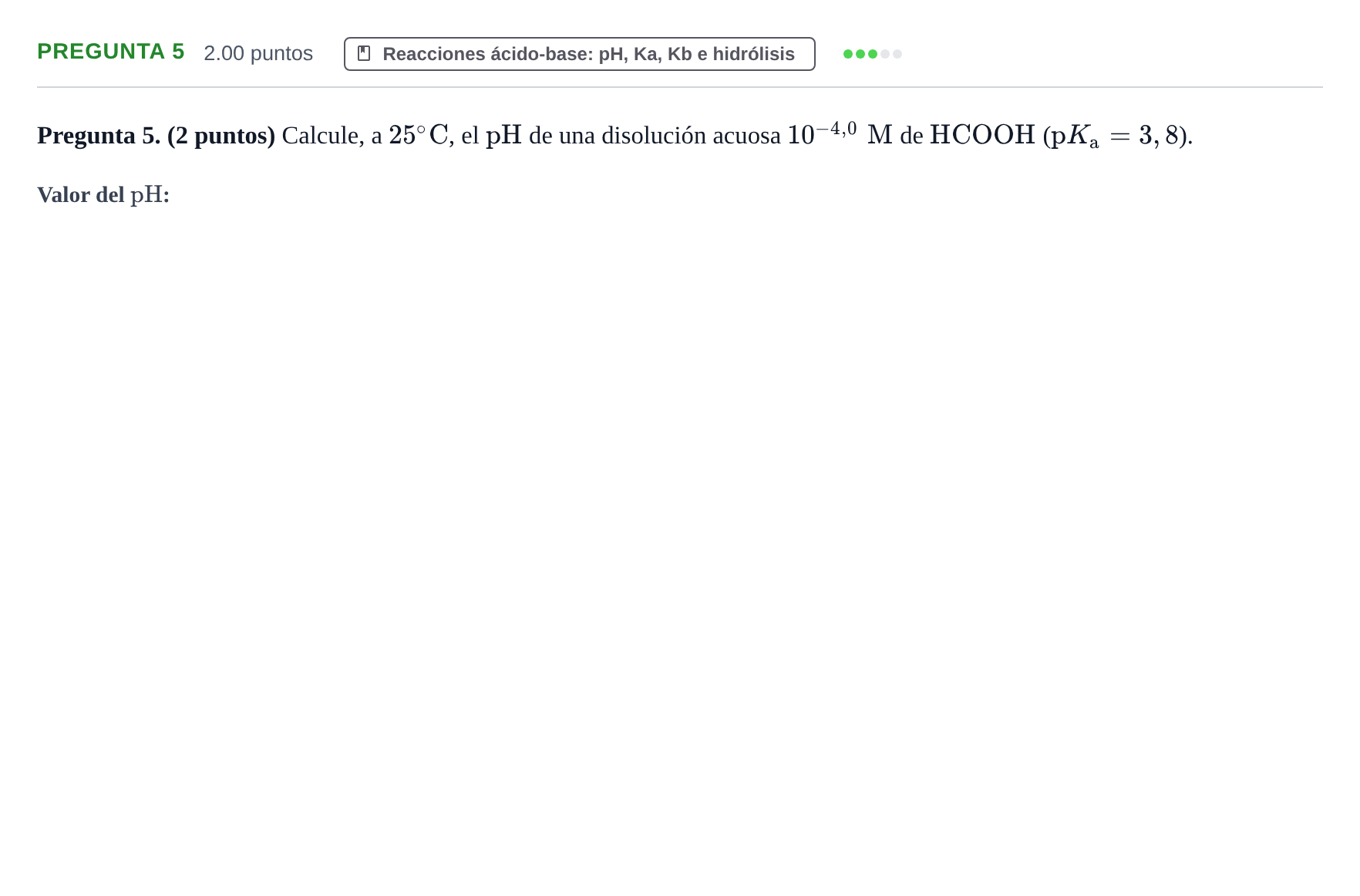 Enunciado: Pregunta 5 · Química PAU Asturias Ordinaria 2023