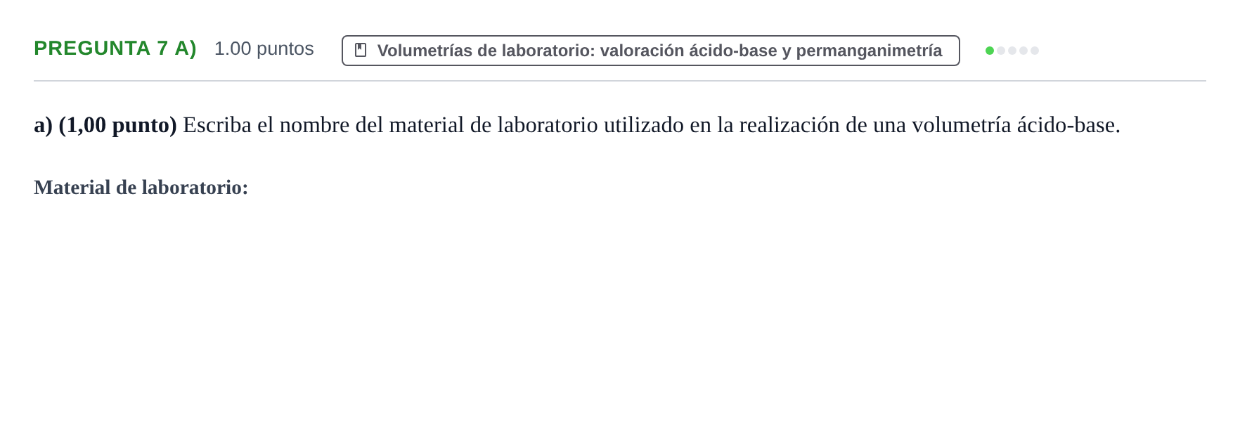 Enunciado: Pregunta 7 a) · Química PAU Asturias Ordinaria 2023