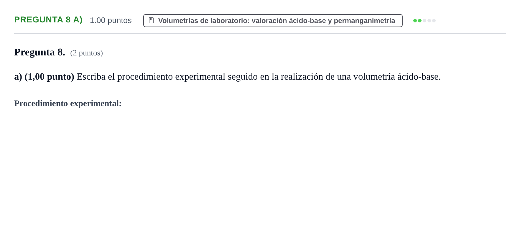 Enunciado: Pregunta 8 a) · Química PAU Asturias Ordinaria 2023