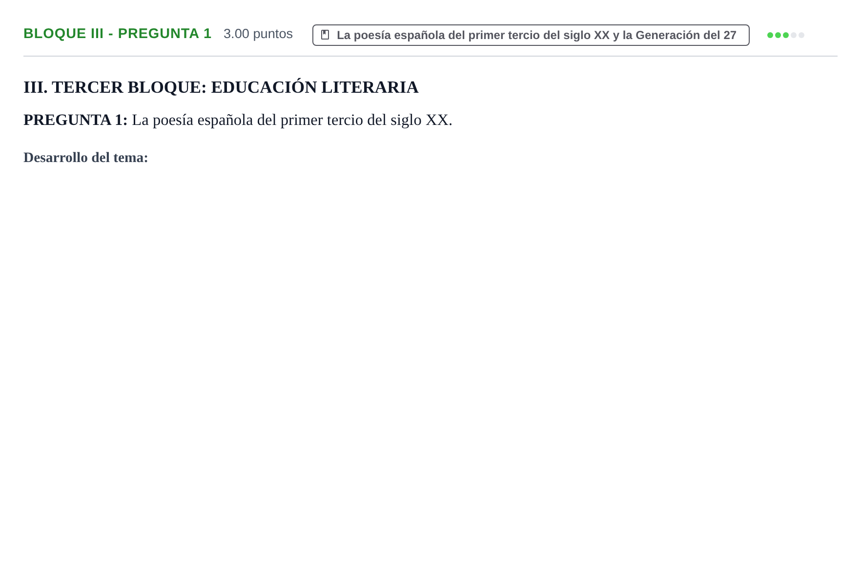 Enunciado: Bloque III - Pregunta 1 · Lengua Castellana y Literatura II PAU Extremadura Ordinaria 2023