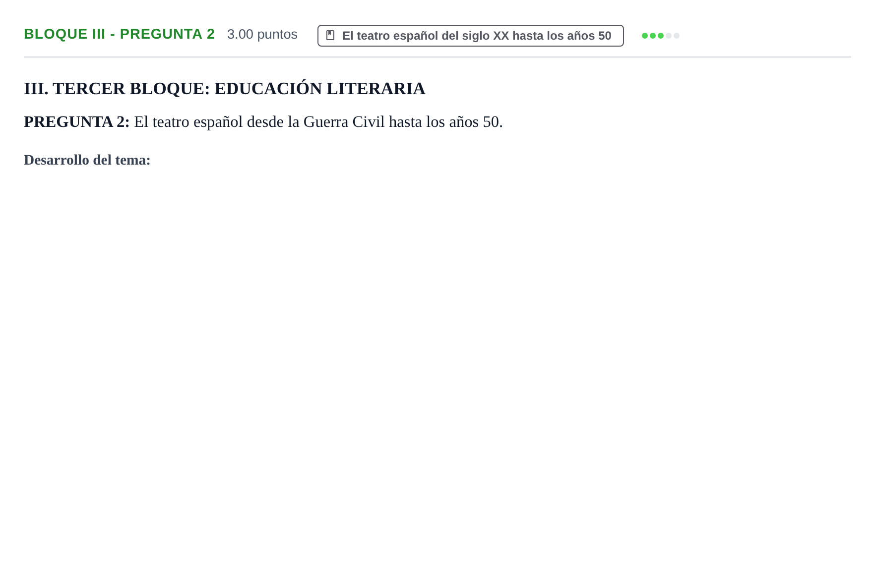Enunciado: Bloque III - Pregunta 2 · Lengua Castellana y Literatura II PAU Extremadura Ordinaria 2023