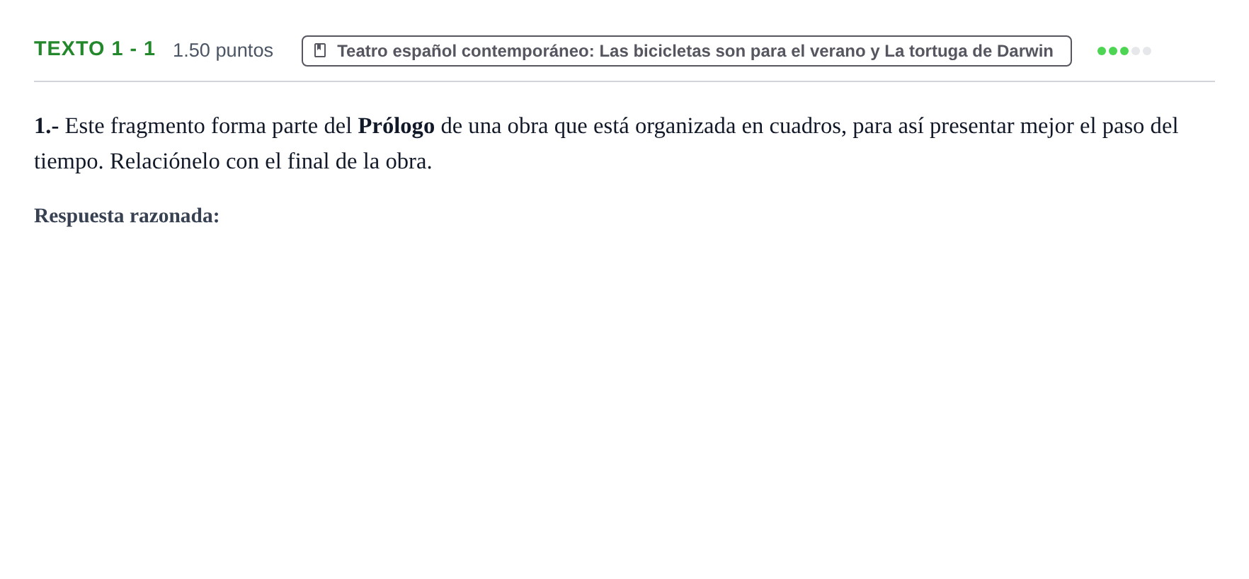 Enunciado: Ejercicio Texto 1 - 1 · Artes Escénicas PAU Extremadura Ordinaria 2023