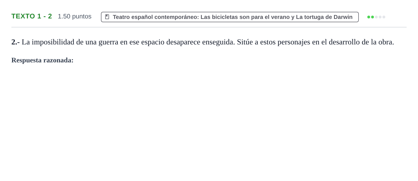 Enunciado: Ejercicio Texto 1 - 2 · Artes Escénicas PAU Extremadura Ordinaria 2023