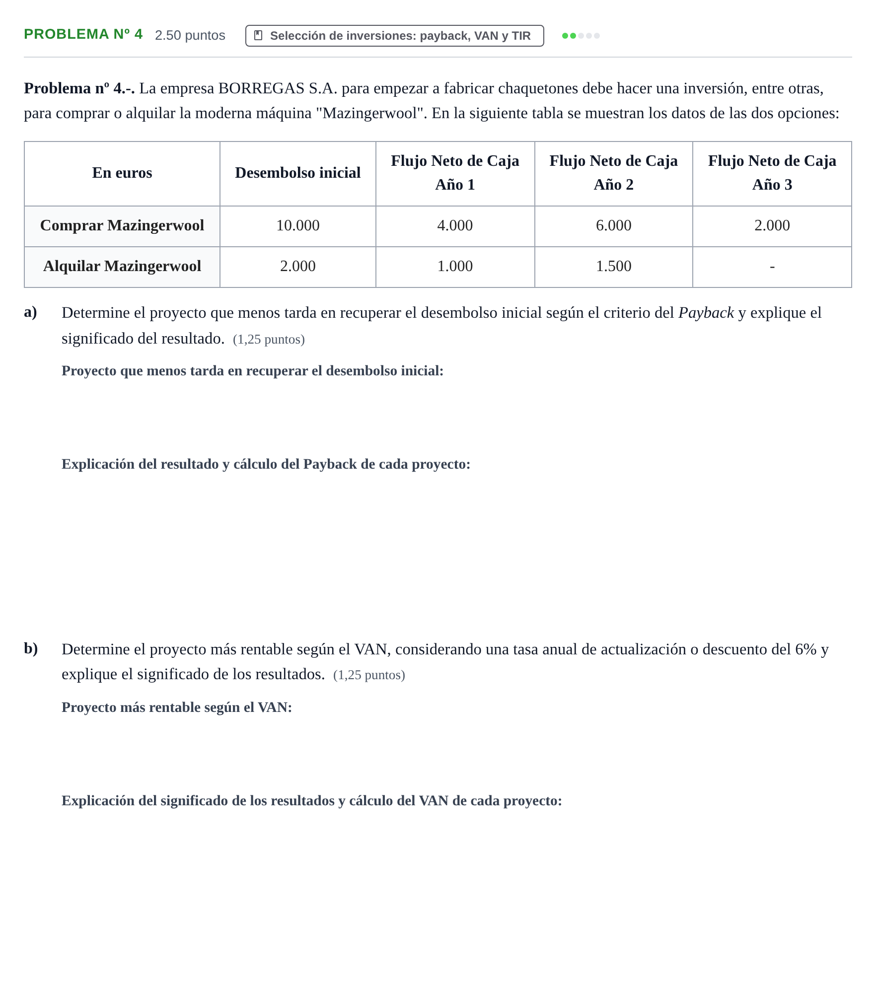 Enunciado: Problema nº 4 · Empresa y Diseño de Modelos de Negocio PAU Extremadura Ordinaria 2023