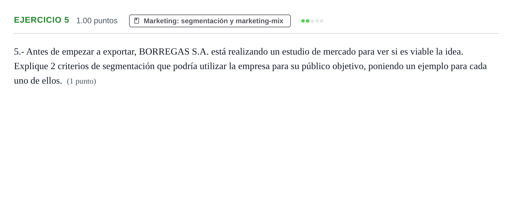 Enunciado: Problema 5 · Empresa y Diseño de Modelos de Negocio PAU Extremadura Ordinaria 2023