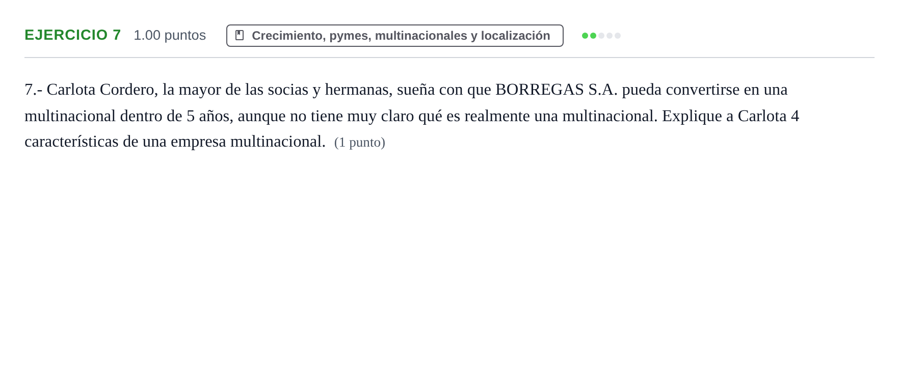 Enunciado: Problema 7 · Empresa y Diseño de Modelos de Negocio PAU Extremadura Ordinaria 2023