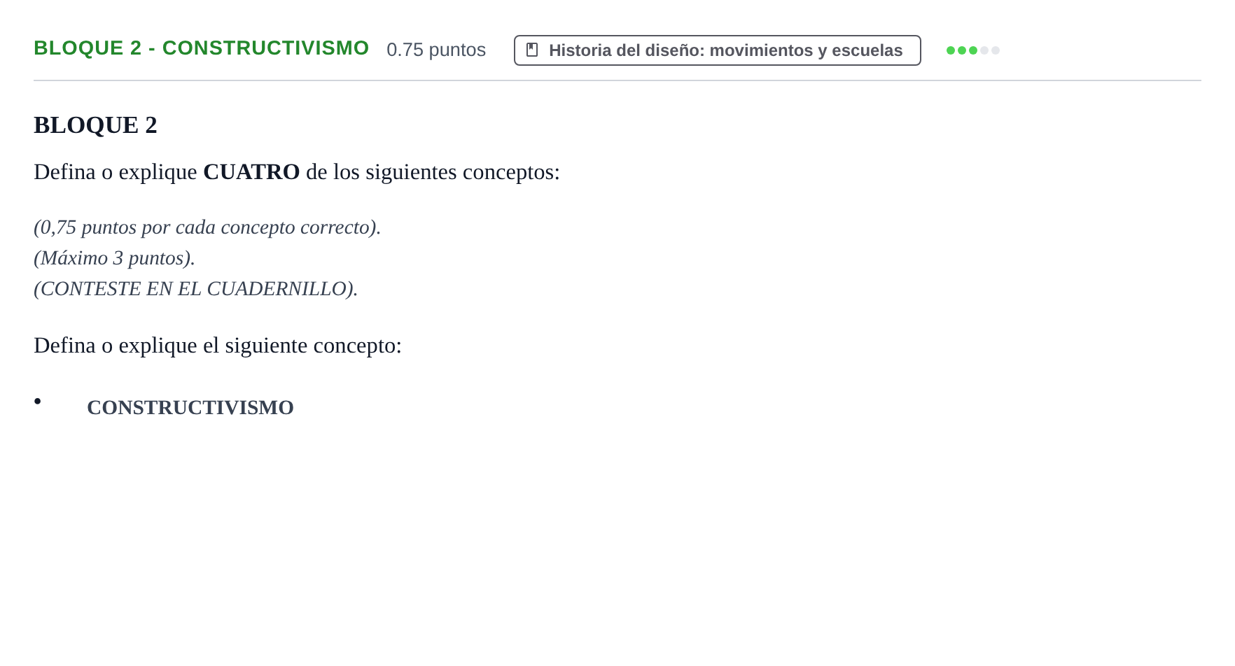 Enunciado: Bloque 2 - Constructivismo · Diseño PAU Extremadura Ordinaria 2023