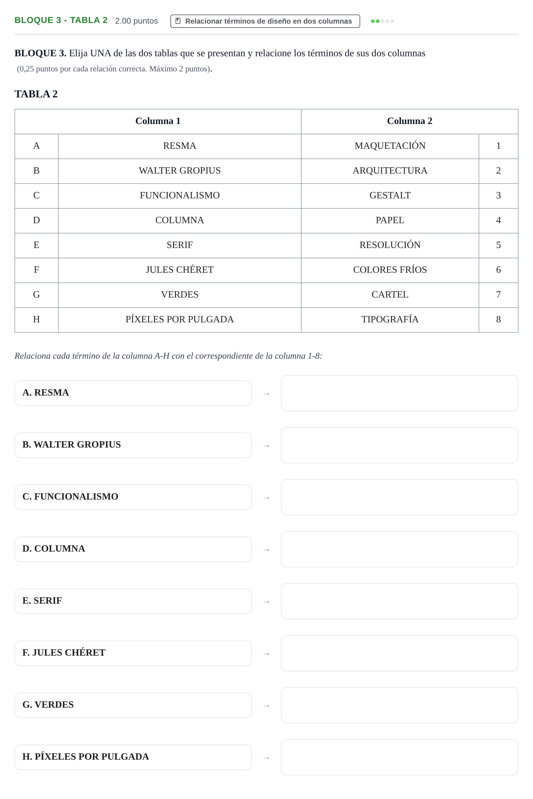 Enunciado: Bloque 3 - Tabla 2 · Diseño PAU Extremadura Ordinaria 2023