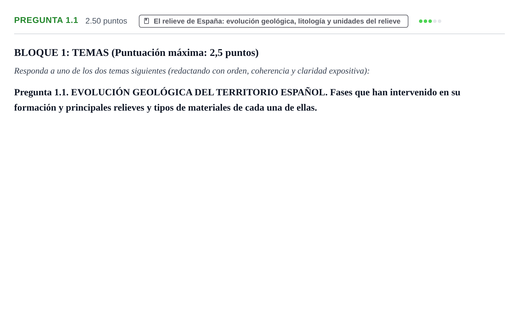 Enunciado: Pregunta 1.1 · Geografía PAU Extremadura Ordinaria 2023