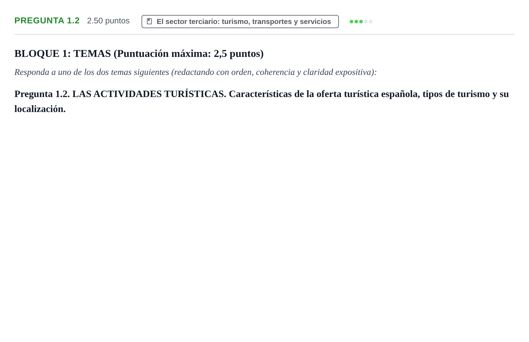 Enunciado: Pregunta 1.2 · Geografía PAU Extremadura Ordinaria 2023