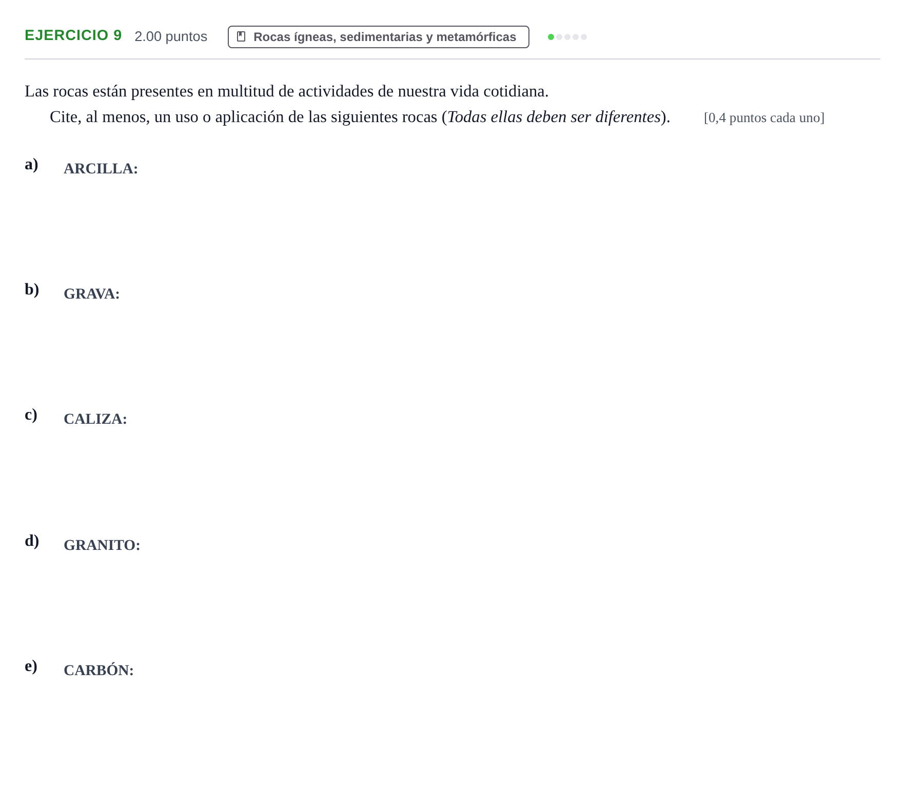 Enunciado: Problema 9 · Geología y Ciencias Ambientales PAU Extremadura Ordinaria 2023