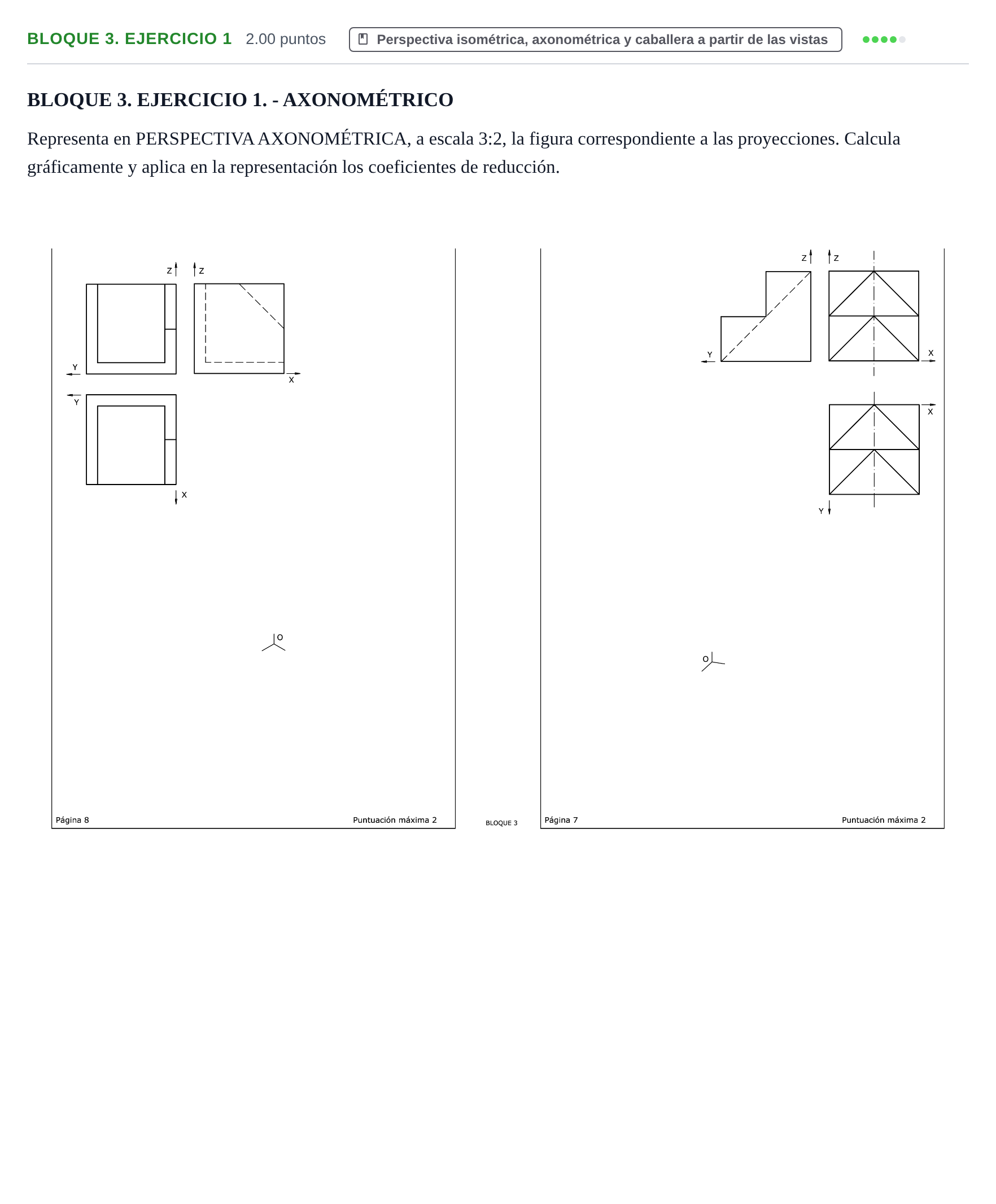 Enunciado: Bloque 3. Ejercicio 1 · Dibujo técnico II PAU Extremadura Ordinaria 2023