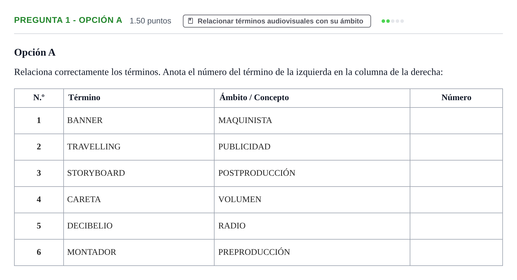 Enunciado: Pregunta 1 - Opción A · Cultura Audiovisual II PAU Extremadura Ordinaria 2023