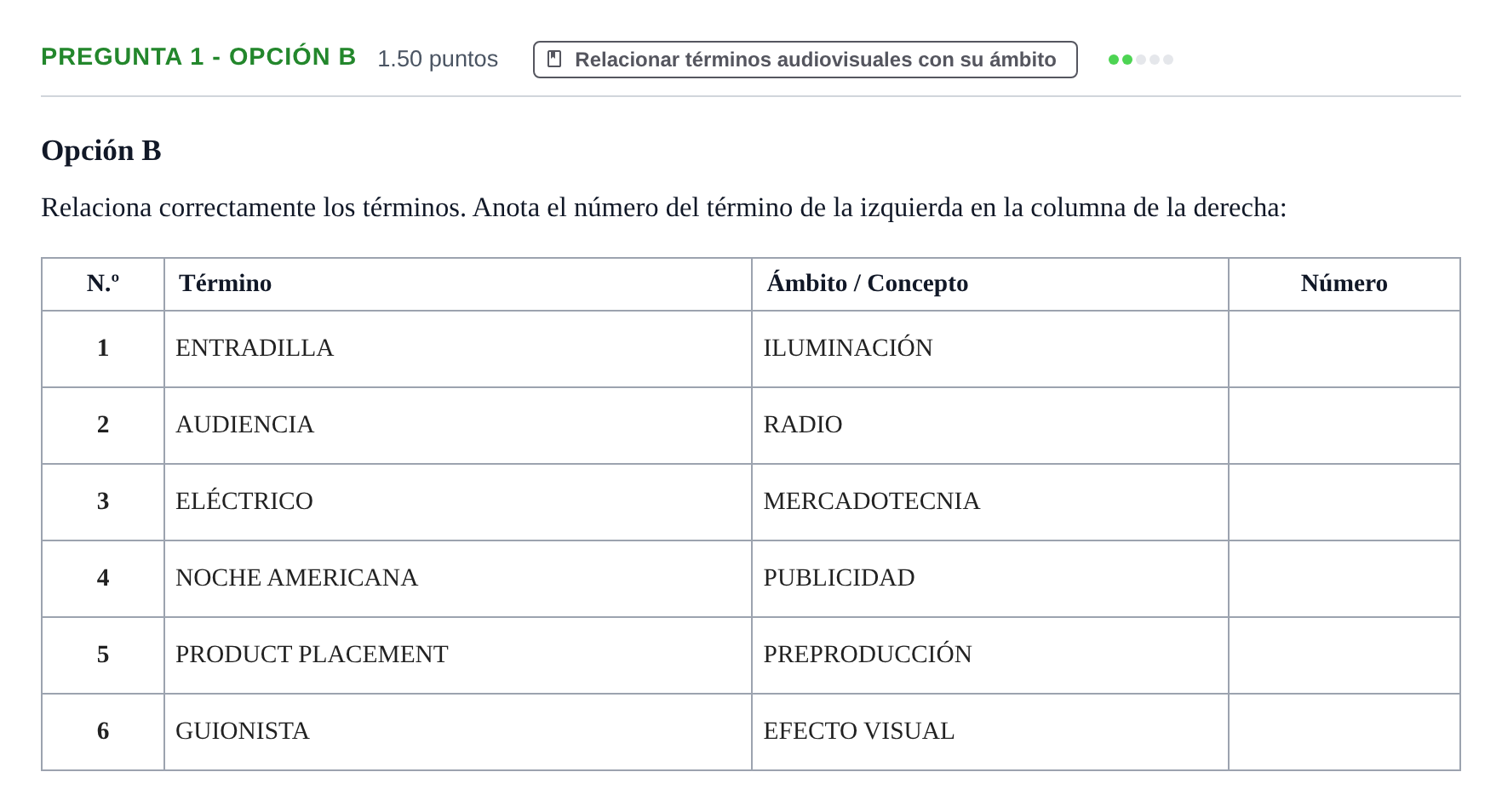 Enunciado: Pregunta 1 - Opción B · Cultura Audiovisual II PAU Extremadura Ordinaria 2023