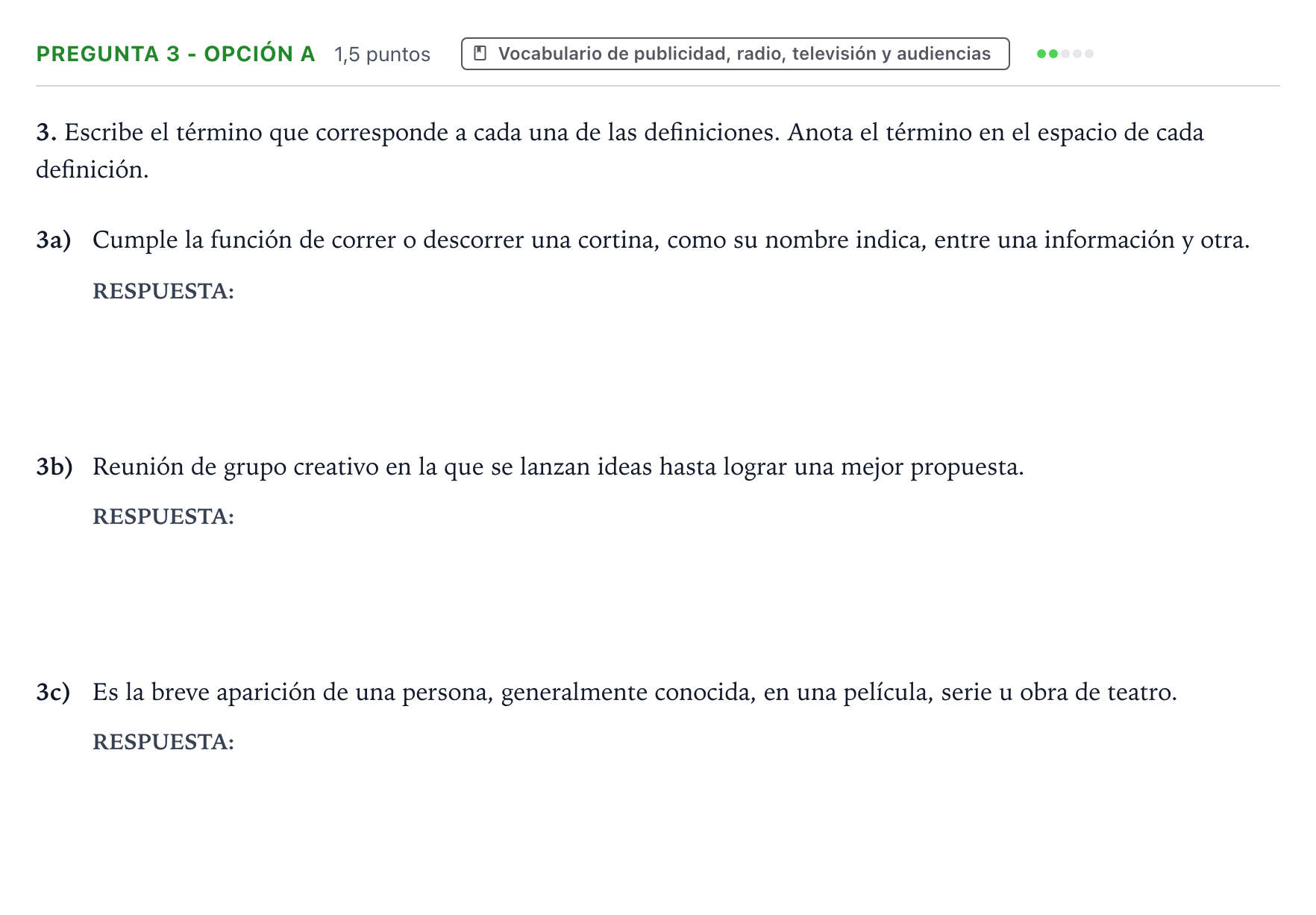Enunciado: Pregunta 3 - Opción A · Cultura Audiovisual II PAU Extremadura Ordinaria 2023