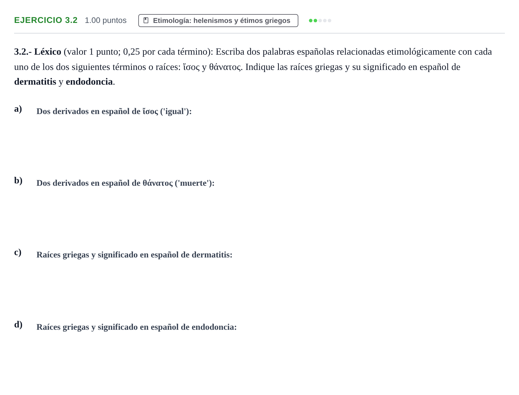 Enunciado: Ejercicio 3.2 · Griego II PAU Extremadura Ordinaria 2023