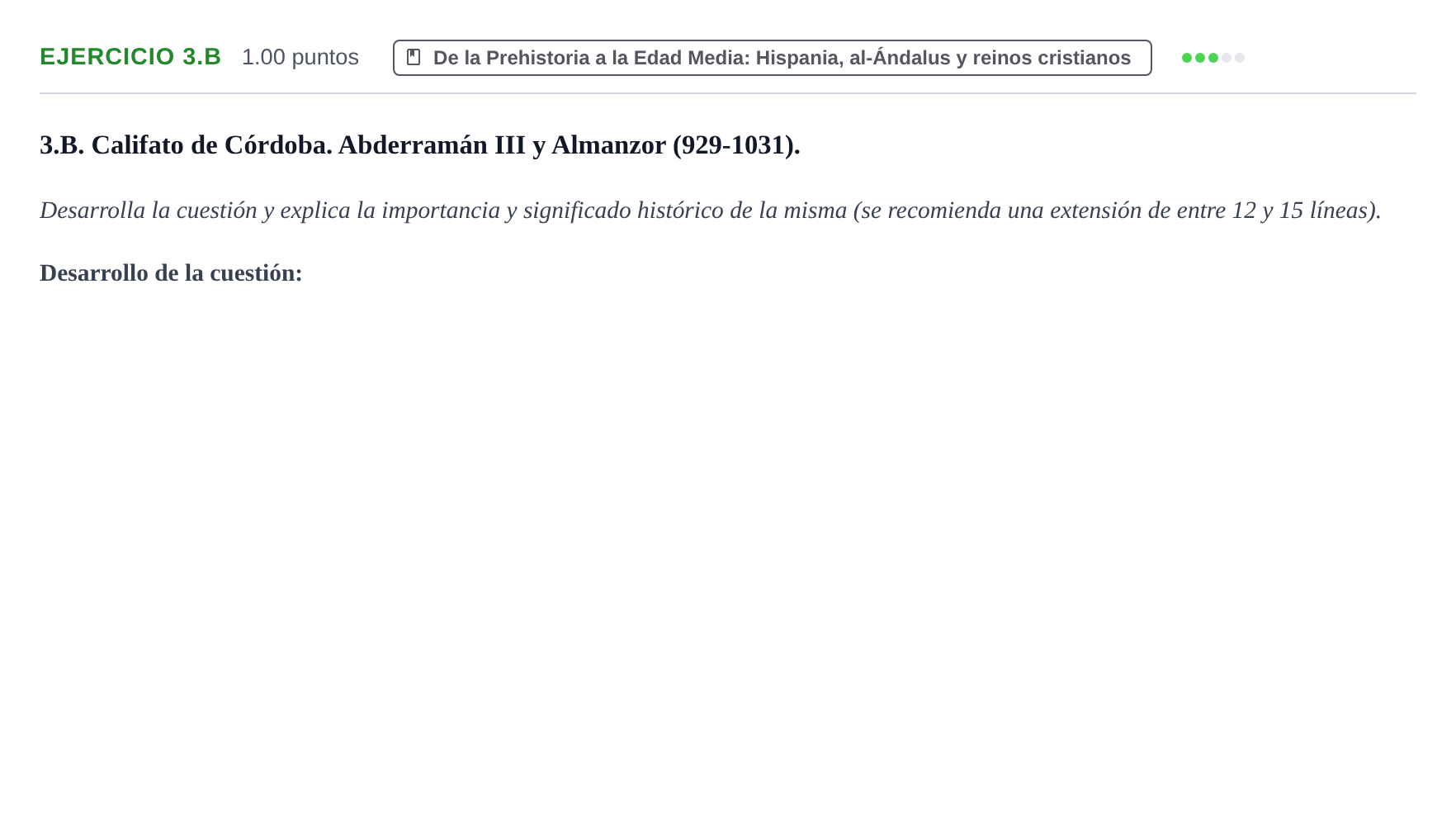 Enunciado: Ejercicio 3.B · Historia de España PAU Extremadura Ordinaria 2023