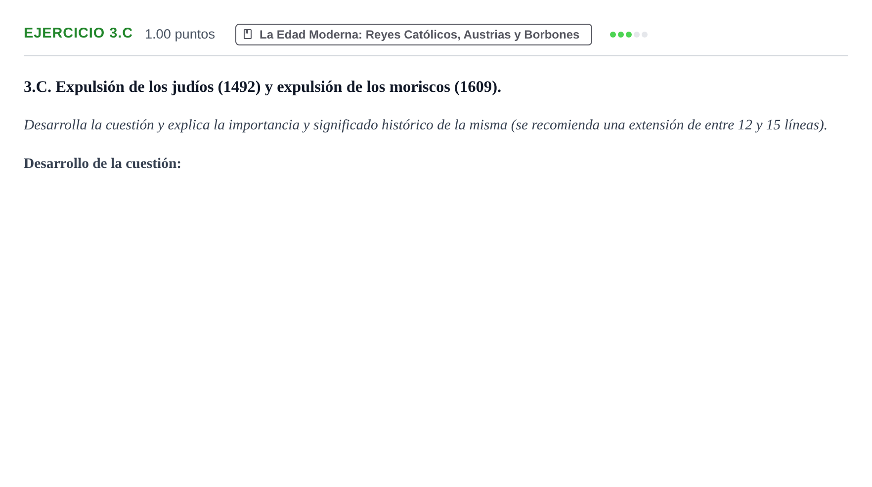 Enunciado: Ejercicio 3.C · Historia de España PAU Extremadura Ordinaria 2023