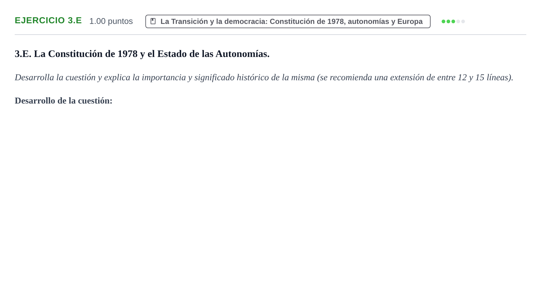 Enunciado: Ejercicio 3.E · Historia de España PAU Extremadura Ordinaria 2023